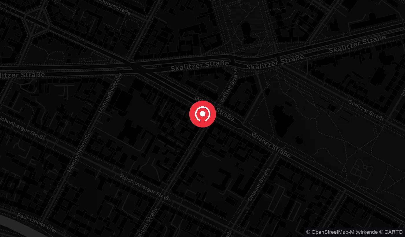 Karte mit dem Standort von Checkpoint Ali, Wiener Straße 14, Berlin